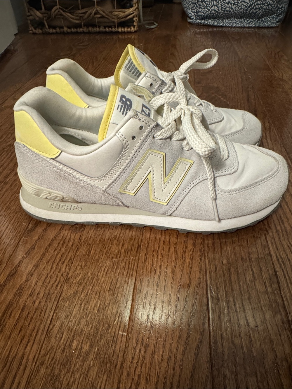 New Balance Women's Grey and Yellow 574